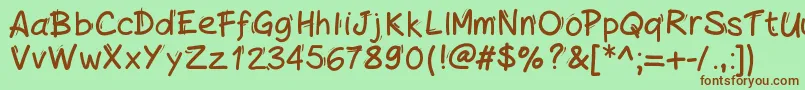 Handylinedfont-Schriftart – Braune Schriften auf grünem Hintergrund