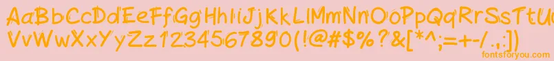 Handylinedfont Font – Orange Fonts on Pink Background