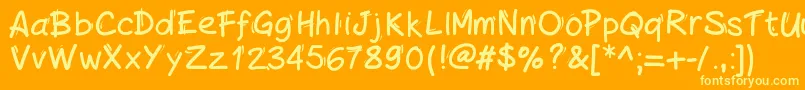 More about Handylinedfont Font Handylinedfont Font – Yellow Fonts on Orange Background