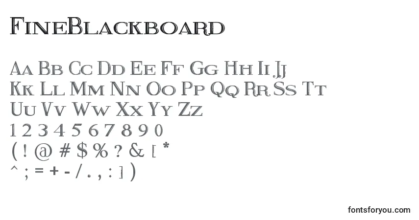 Schriftart FineBlackboard – Alphabet, Zahlen, spezielle Symbole