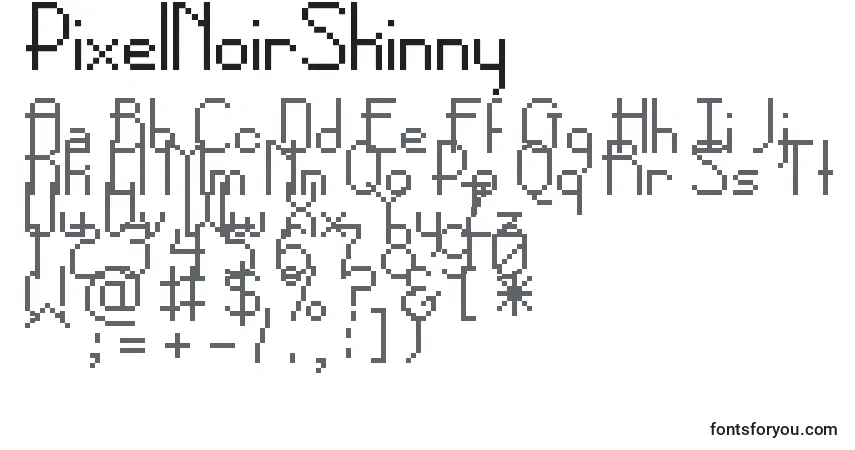 Шрифт PixelNoirSkinny – алфавит, цифры, специальные символы