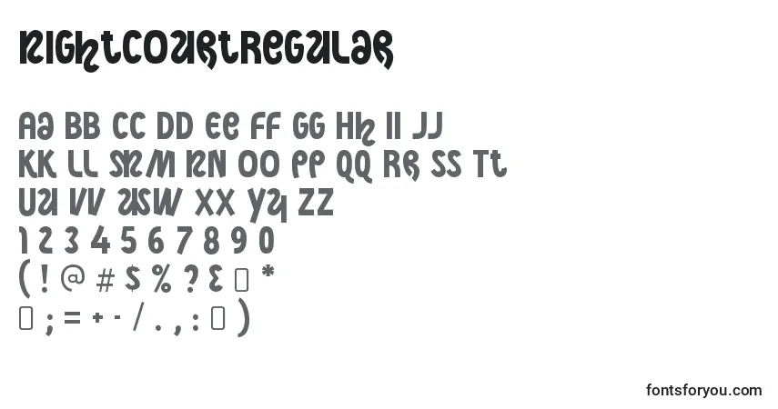 NightcourtRegular-fontti – aakkoset, numerot, erikoismerkit