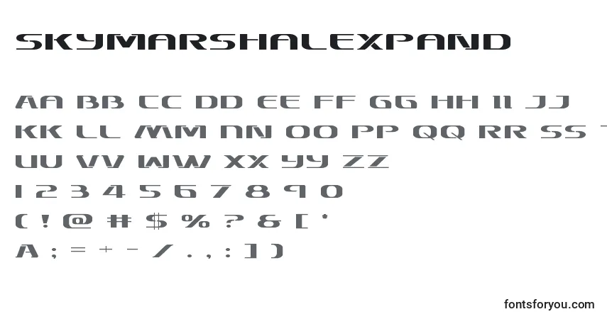 Schriftart Skymarshalexpand – Alphabet, Zahlen, spezielle Symbole
