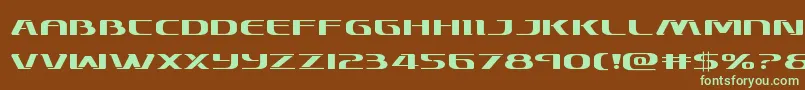 フォントSkymarshalexpand – 緑色の文字が茶色の背景にあります。