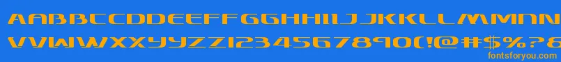 フォントSkymarshalexpand – オレンジ色の文字が青い背景にあります。