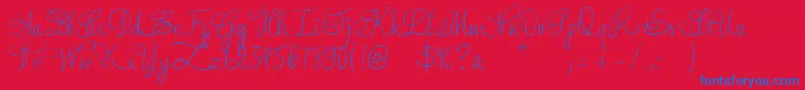 YoreScript-Schriftart – Blaue Schriften auf rotem Hintergrund