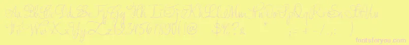 YoreScript-Schriftart – Rosa Schriften auf gelbem Hintergrund