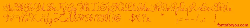 YoreScript-Schriftart – Rote Schriften auf orangefarbenem Hintergrund