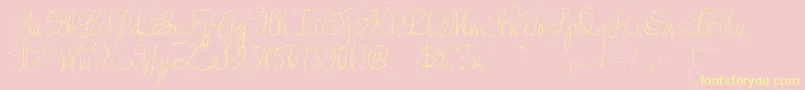 YoreScript-Schriftart – Gelbe Schriften auf rosa Hintergrund