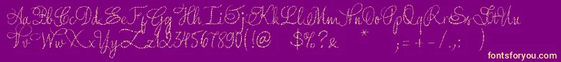 YoreScript-Schriftart – Gelbe Schriften auf violettem Hintergrund