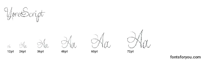 YoreScript Font Sizes