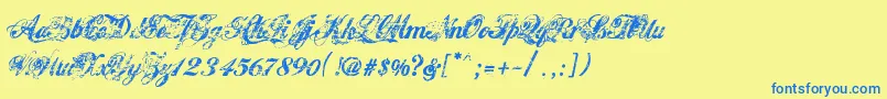 フォントHawaiiKillerV1.2 – 青い文字が黄色の背景にあります。