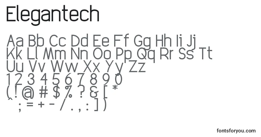 Czcionka Elegantech – alfabet, cyfry, specjalne znaki