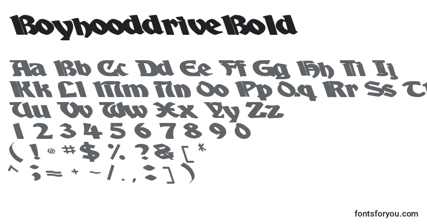 Шрифт BoyhooddriveBold – алфавит, цифры, специальные символы