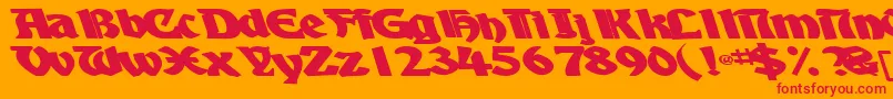 フォントBoyhooddriveBold – オレンジの背景に赤い文字