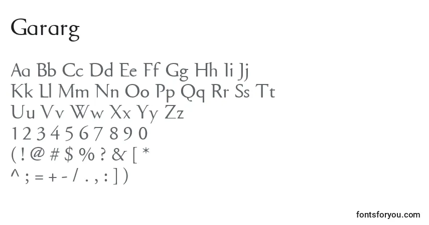 A fonte Gararg – alfabeto, números, caracteres especiais