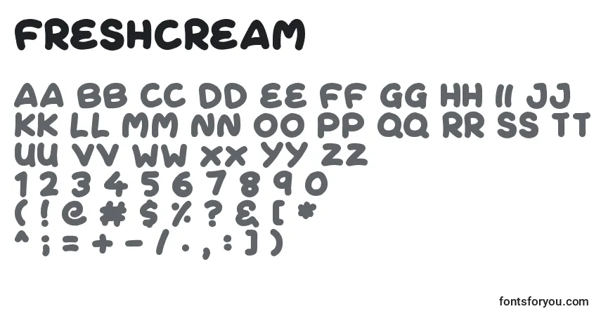 Schriftart FreshCream – Alphabet, Zahlen, spezielle Symbole