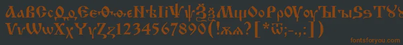 Шрифт IzhitsaCyrillic – коричневые шрифты на чёрном фоне