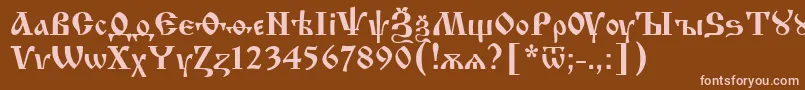 フォントIzhitsaCyrillic – 茶色の背景にピンクのフォント