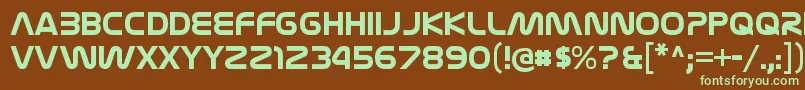 フォントNasalizationrgBold – 緑色の文字が茶色の背景にあります。