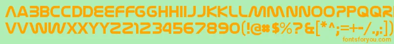 NasalizationrgBold-fontti – oranssit fontit vihreällä taustalla