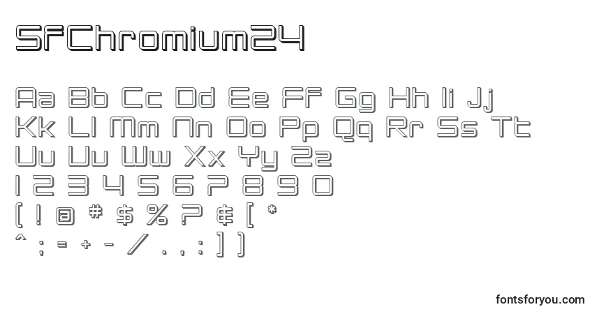 Czcionka SfChromium24 – alfabet, cyfry, specjalne znaki