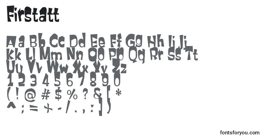 Czcionka Firstatt – alfabet, cyfry, specjalne znaki