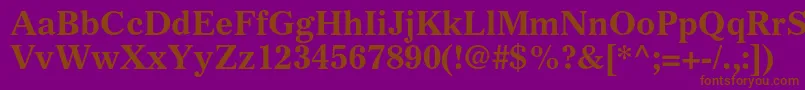 GazetteltstdBold-Schriftart – Braune Schriften auf violettem Hintergrund