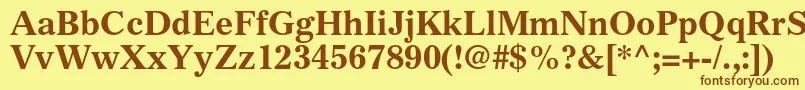 Fonte GazetteltstdBold – fontes marrons em um fundo amarelo