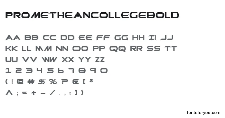 Fuente PrometheanCollegeBold - alfabeto, números, caracteres especiales