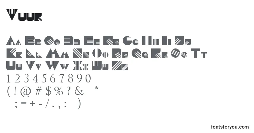 Czcionka Vuur – alfabet, cyfry, specjalne znaki