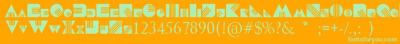 Vuur-Schriftart – Grüne Schriften auf orangefarbenem Hintergrund
