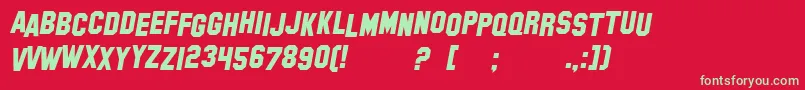 SfHollywoodHillsItalic Font – Green Fonts on Red Background
