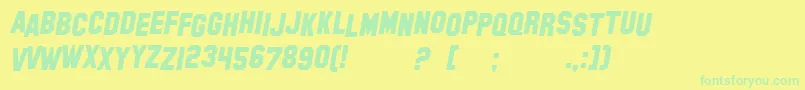 SfHollywoodHillsItalic Font – Green Fonts on Yellow Background