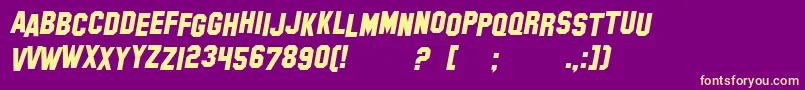 Fonte SfHollywoodHillsItalic – fontes amarelas em um fundo roxo