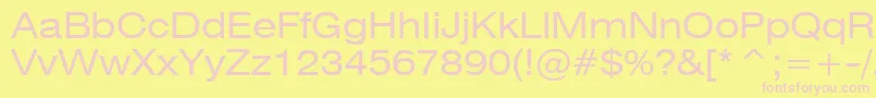 Swiss721ExtendedBt-fontti – vaaleanpunaiset fontit keltaisella taustalla