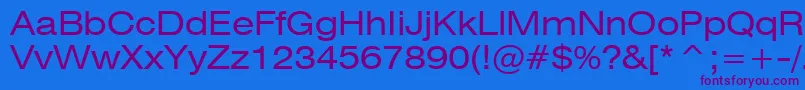 Swiss721ExtendedBt Font – Purple Fonts on Blue Background