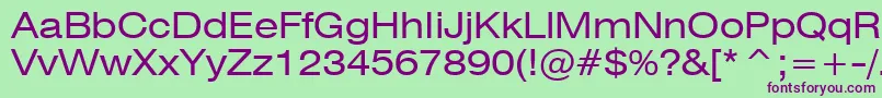 Swiss721ExtendedBt Font – Purple Fonts on Green Background