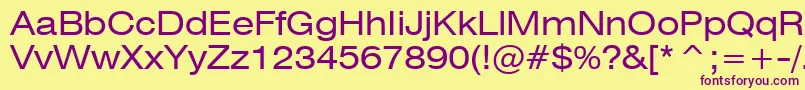 Swiss721ExtendedBt Font – Purple Fonts on Yellow Background