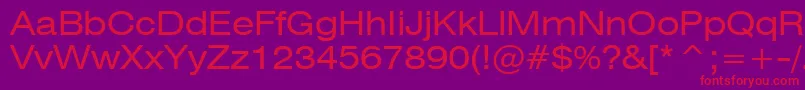 Swiss721ExtendedBt Font – Red Fonts on Purple Background