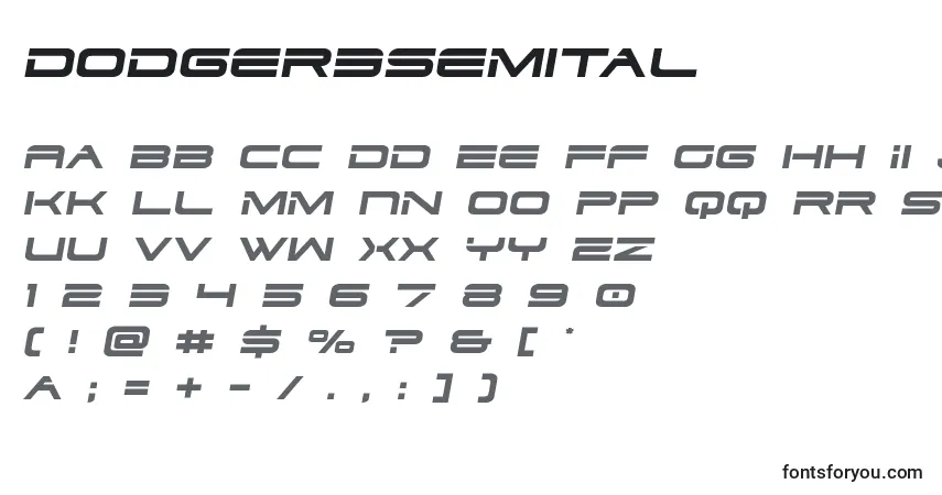 A fonte Dodger3semital – alfabeto, números, caracteres especiais