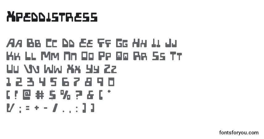 Czcionka Xpeddistress – alfabet, cyfry, specjalne znaki