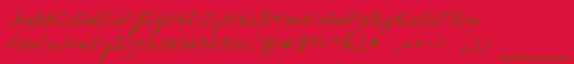 Karine-Schriftart – Braune Schriften auf rotem Hintergrund
