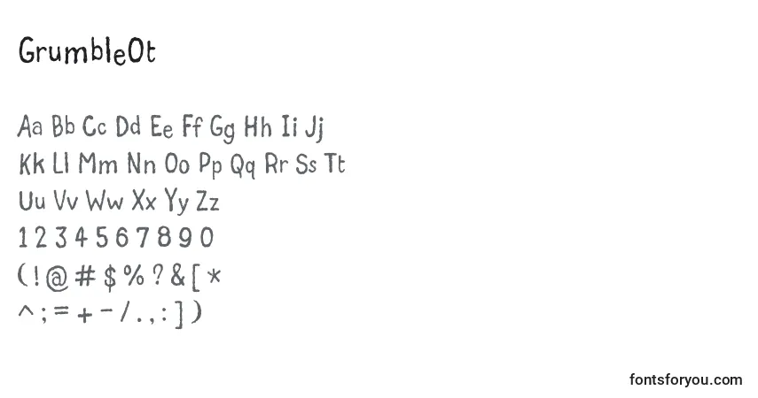 Czcionka GrumbleOt – alfabet, cyfry, specjalne znaki