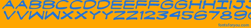 Fanboyhci Font – Blue Fonts on Orange Background