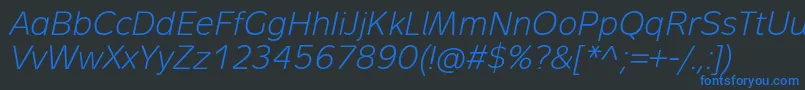 MetronLightProItalic Font – Blue Fonts on Black Background