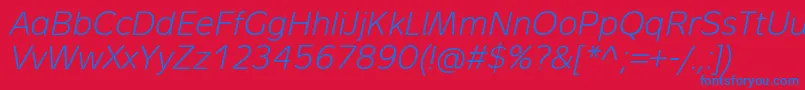 MetronLightProItalic Font – Blue Fonts on Red Background