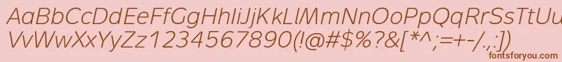 MetronLightProItalic Font – Brown Fonts on Pink Background