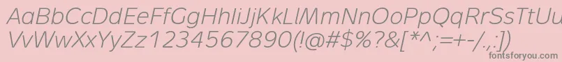 MetronLightProItalic Font – Gray Fonts on Pink Background