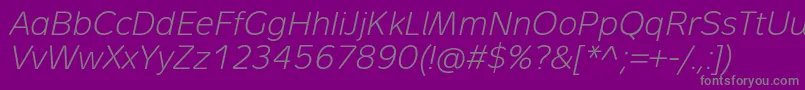 フォントMetronLightProItalic – 紫の背景に灰色の文字
